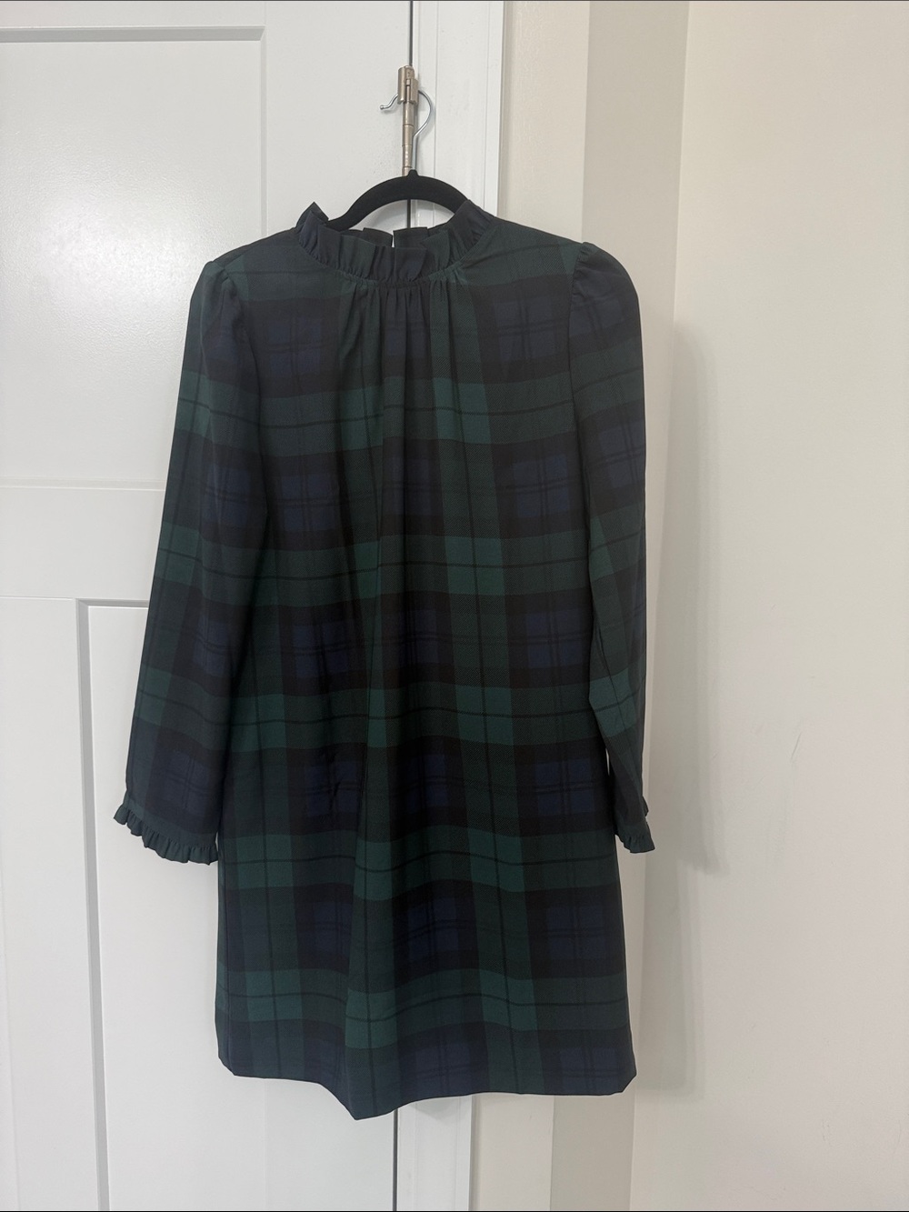 J. Crew Green and Navy Plaid Long Sleeve Dress size small